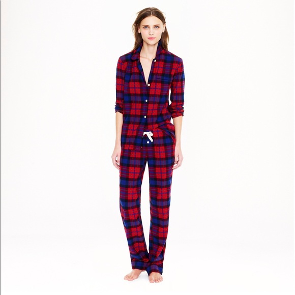 J. Crew Other - J. Crew | Bright Cerise Plaid Flannel Pajama Set